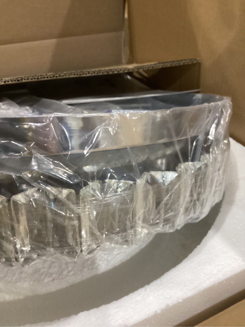 Condition photo showing Good Condition for CLAIRDAI Dimmable Crystal Chandeliers Modern Chandeliers LED Flush Mount Crystal Ceiling Light with Remote Control Chandelier with 5 Tier Crystal Drops for Hallway Bedroom Dining Room Living Room