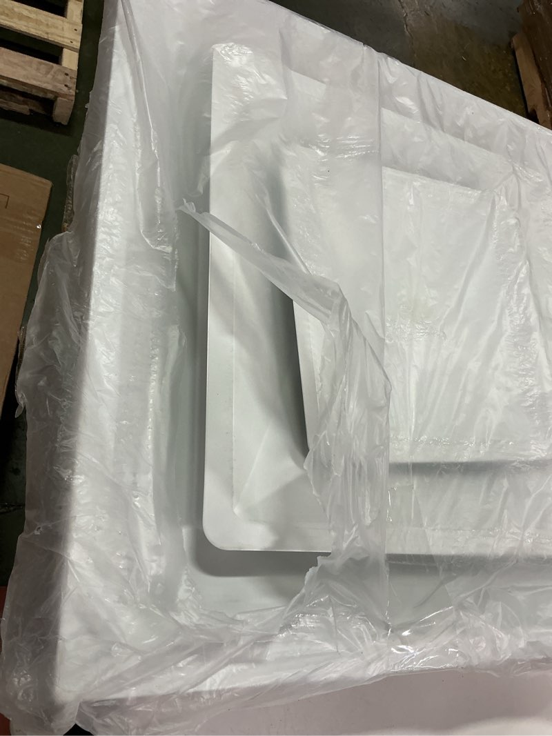 Condition photo showing As Is for Fits 24x24 Steel T-Bar Drop Ceiling Grid | 2x2 Feet Lay in Steel Air Supply Diffuser with Round 8" [Neck Size] by Handua | 2 Cone | Drop Celing Vent | White | Outer Dimension: 23-3/4" x 23-3/4"