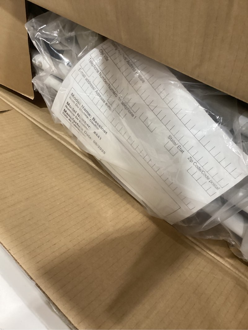 Condition photo showing Good Condition for Dream On Me Karley Bassinet, Award Winner Lightweight Travel Baby Bassinet, Foldable Bedside Sleeper, Adjustable Double Canopy, Spacious Design, Soft Fabric, Storage Basket – Blue and Grey