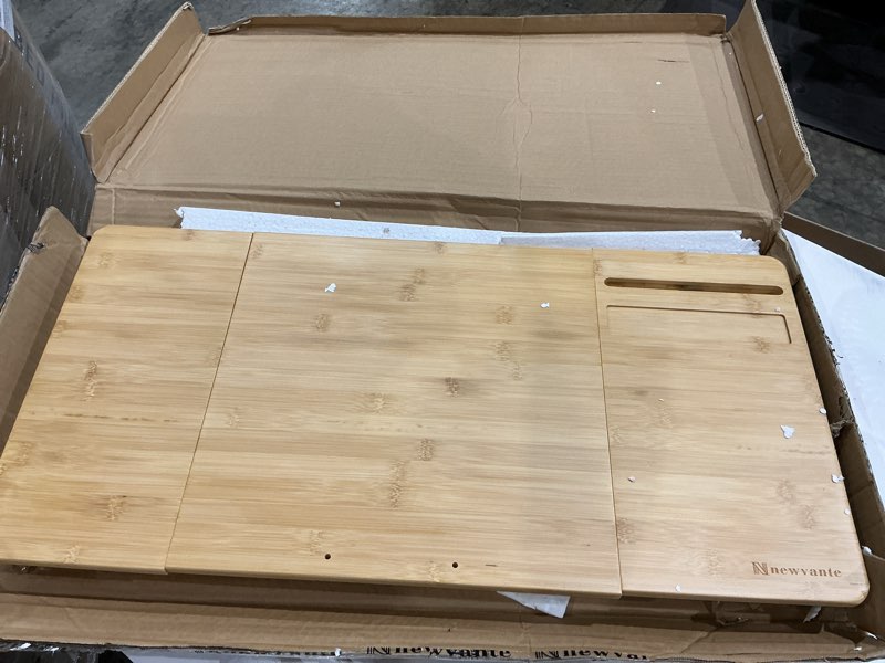 Condition photo showing Good Condition for laptop desk nnewvante bamboo laptop table adjustable lap tray bed serving tray breakfast table foldable coffee tea table 7 tilting top angles 4 latches large size 27.95" x 13.8"