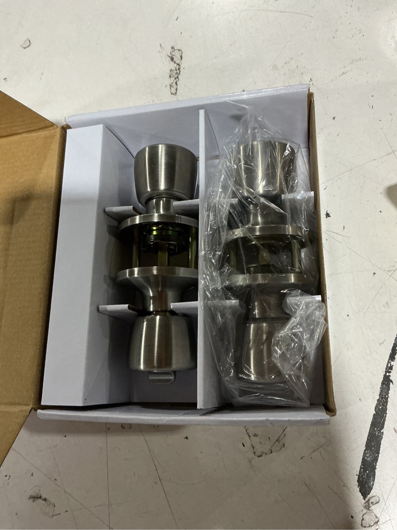 Condition photo showing Good Condition for hyper tough  keyed entry tulip style doorknob twin pack  stainless steel finish