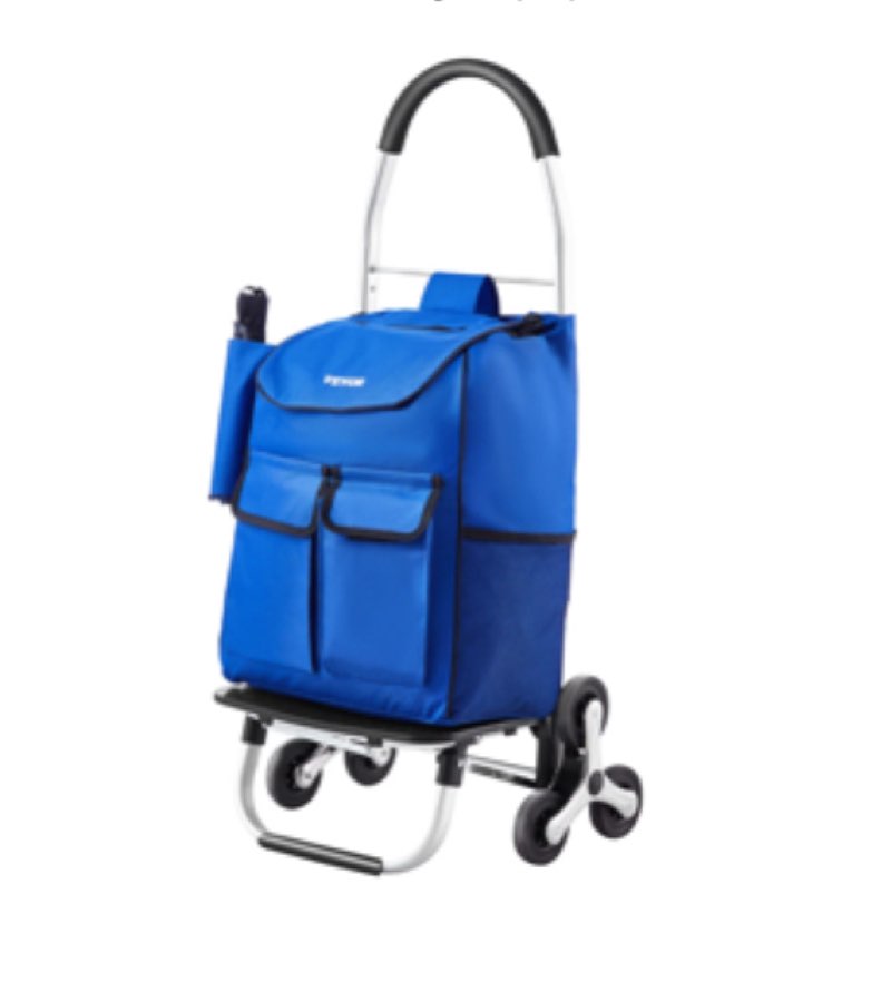 Stair Climbing Cart Foldable Shopping Cart 36L with 6 Wheels Storage Bag