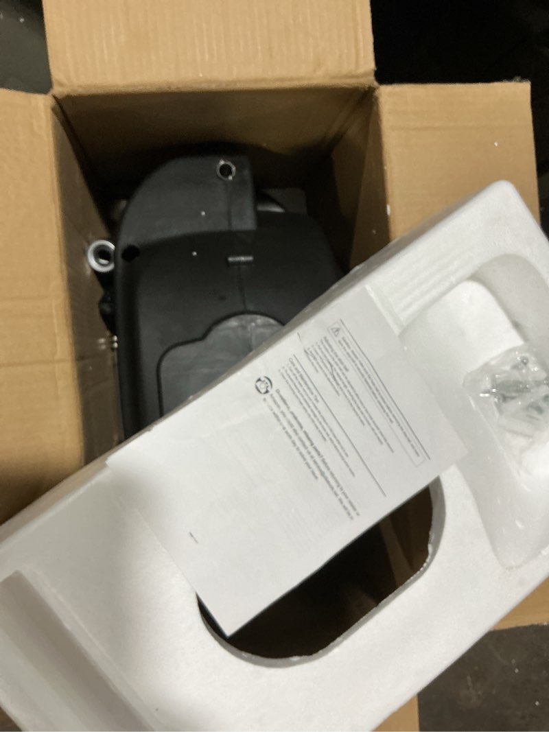 Condition photo showing As Is for retractable garden hose reel, 65ft +6ft 5/8" durable wall mounted water hose reel with 180° swivel bracket, 9 pattern sprayer, 6ft leader hose,smooth automatic rewind, any length lock. 65ft x 5/8"