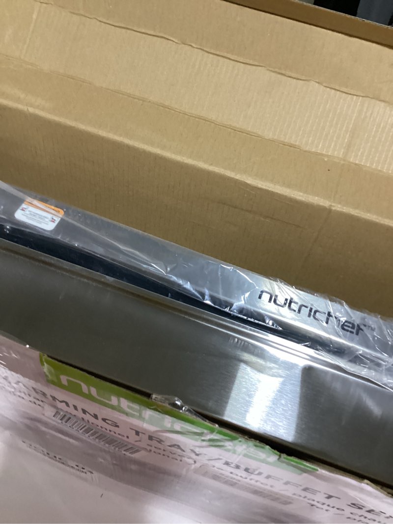 Condition photo showing Good Condition for Nutrichef Professional Stainless Steel Buffet Warmer Server with 3 Trays | Portable Hot Plate Food Warmer Station for Parties & Events | Easy to Clean | 3 See-through lids | Max Temperature 175F 3 Pot 3.5 Quart