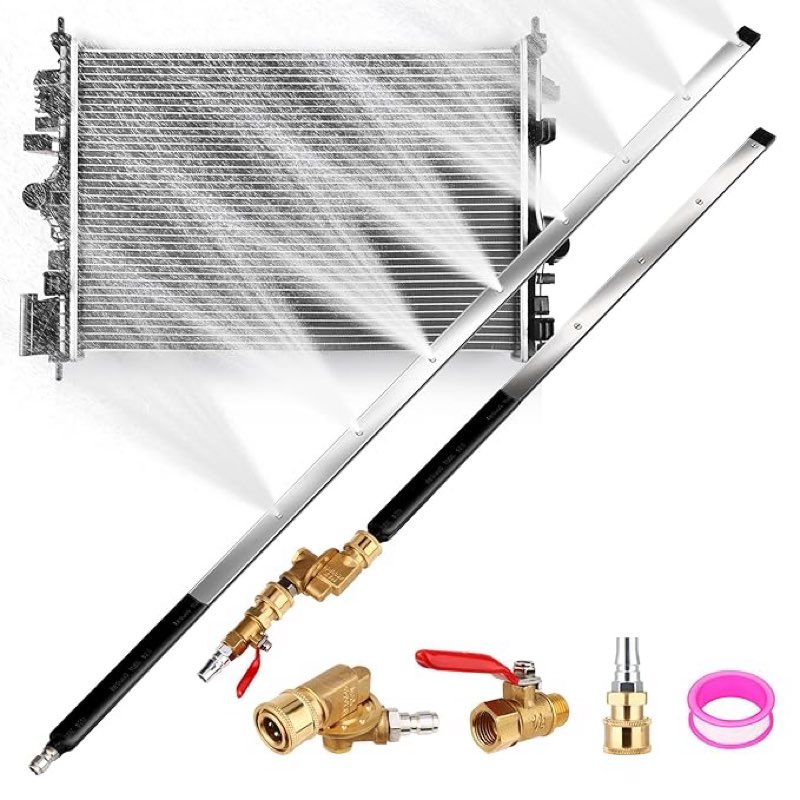 48" and 24" Radiator Cleaning Wand Set, 8 Nozzle Tips Pressure Washer Wand with Adapter Set, Water A
