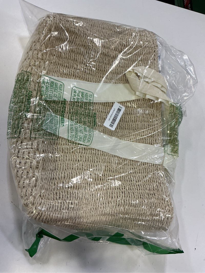 Condition photo showing Good Condition for 14l large insulated beach cooler bag with removable liner, natural corn husk straw travel tote for women, picnic lunch bag, bride wedding gift