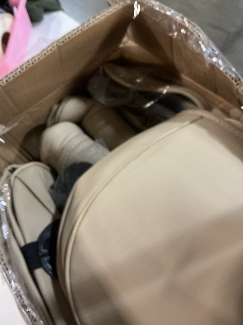 Condition photo showing Good Condition for car seat covers full set, breathable leather automotive front and rear seat covers & headrest, universal automotive vehicle seat cover for most sedan suv pick-up trucks, beige full set (all with headrests) beige