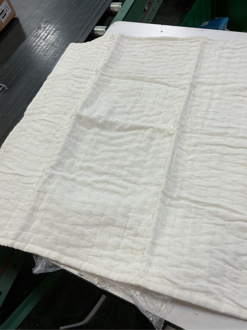 Condition photo showing Good Condition for european linen cotton stitch quilted euro sham, euro, ivory
