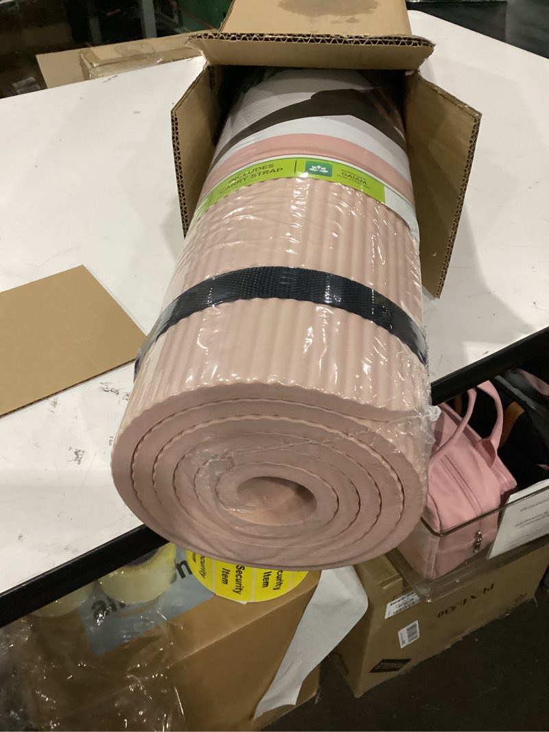 Condition photo showing New/Like New for gaiam essentials 2/5" thick (10mm) yoga & pilates, fitness & exercise mat with easy-cinch carrier strap cushion support for fitness and gym workouts