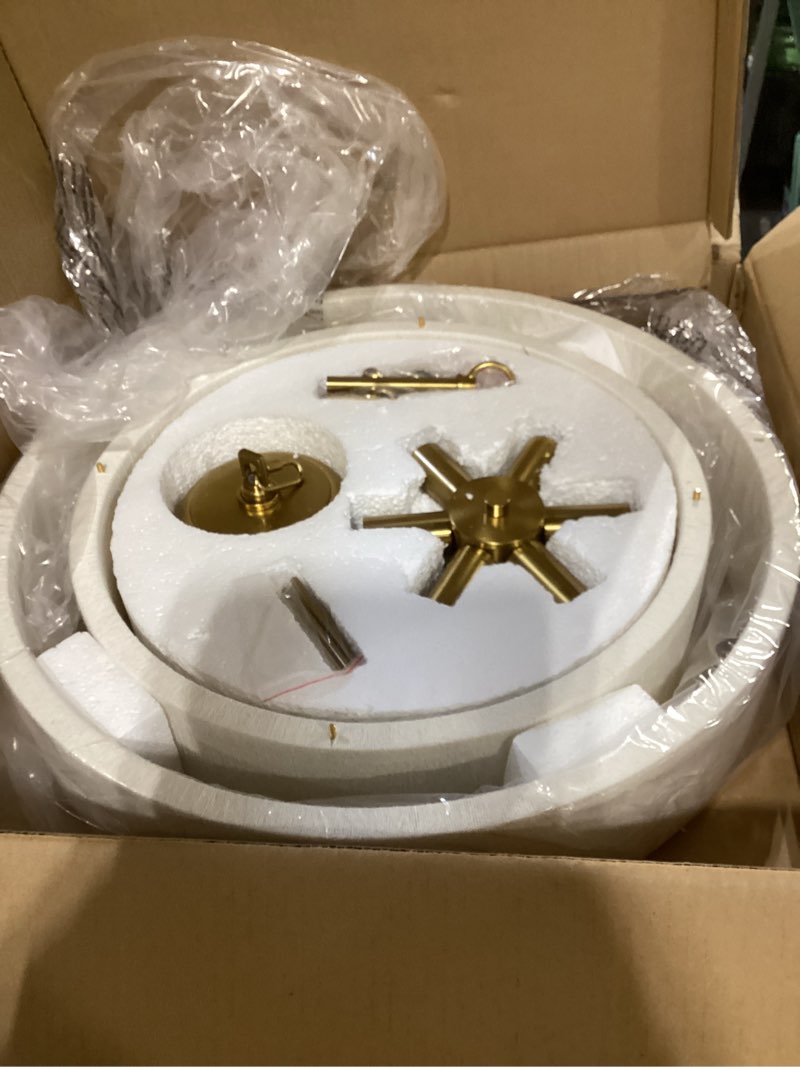 Condition photo showing Good Condition for 20”Hand Woven Rattan Chandelier Boho Pendant Light Adjustable Coastal Pendant Light for Kitchen Island Dining Living Room, White, UL Listed A-White