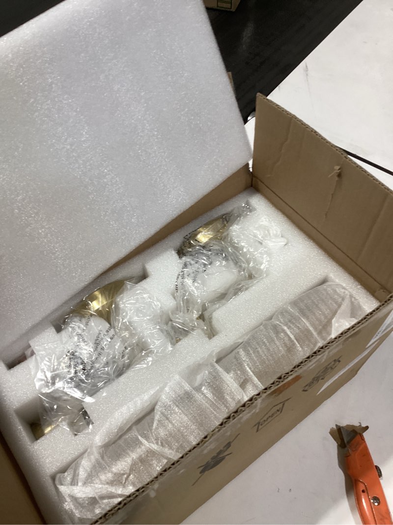 Condition photo showing New/Like New for Brass Knurled Tube Wall Sconce - Set of 2 Luxury Modern Glass Sconces with Bulbs - Gold Dimmable Indoor Lighting - Vertical Mounted Light Fixture for Vanity Mirror Bathroom Bedroom Living Room Hallway Elegant Gold 2 Pack