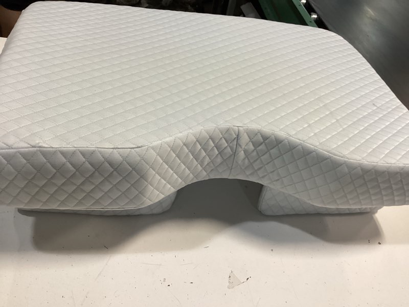 Condition photo showing As Is for side sleeper pillow with arm hole - adjustable shoulder pillow for side sleepers, memory foam pillow provides support & reduces arm pressure, cooling arm pillows, rotator cuff pain relief white