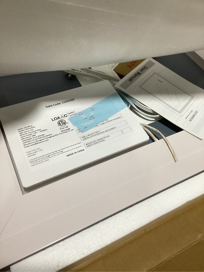 Condition photo showing Good Condition for LOAAO 20X28 LED Bathroom Mirror with Lights, Anti-Fog, Dimmable, Backlit + Front Lit, Lighted Bathroom Vanity Mirror for Wall, Memory Function, Tempered Glass, Shatter-Proof, ETL Listed Led Bathroom Mirror (3 Light Modes) 28"L x 20"W