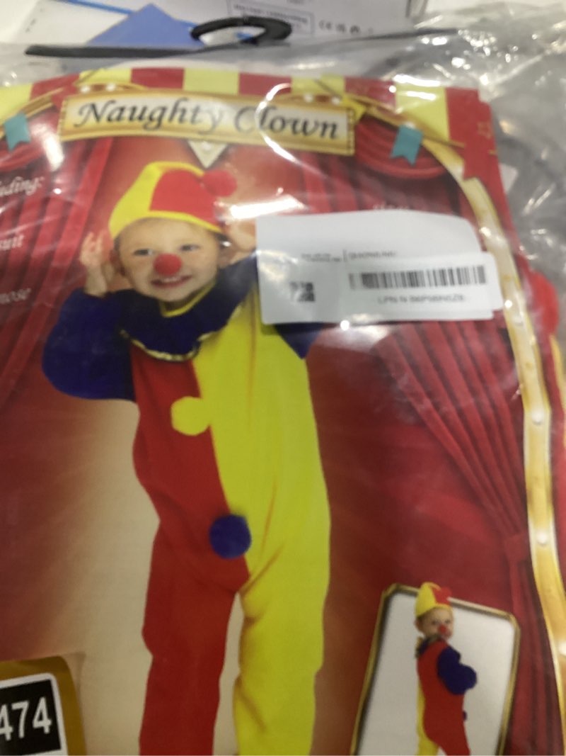 Condition photo showing New/Like New for Halloween Child's Clown Costume Kids Baby Jumpsuits Toddlers Dress Up with Clown Nose and Clown Hat 3-5T/39"-43" Clown Made of Soft Flannel Fabric