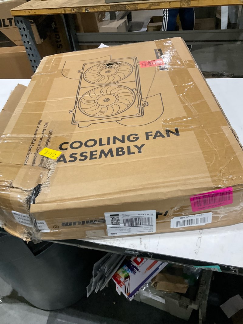 Condition photo showing As Is for a-premium engine radiator cooling fan assembly compatible with honda models - accord 2003 2004 2005 2006 2007 2.4l - replace# 19020raaa01, 19030raaa02