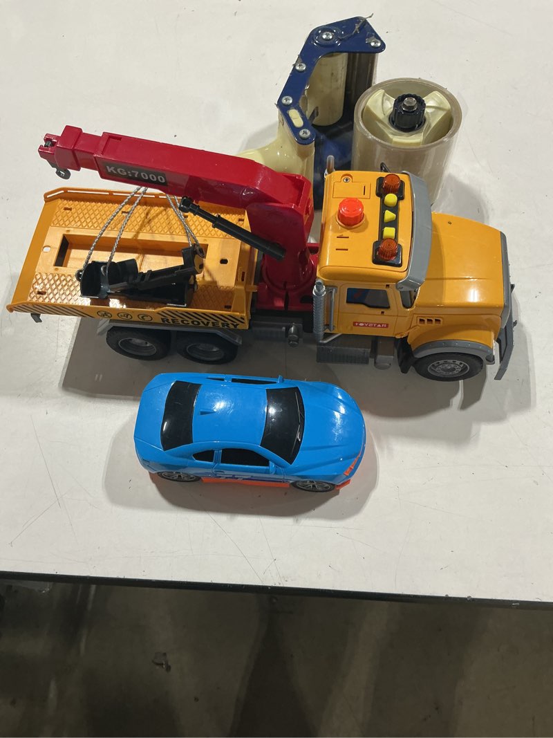 Condition photo showing Good Condition for smilesskiddo toddler boy toys for 3 4 5 6 year old - 1:12 large friction powered tow truck with light & sound, sports car & road signs, birthday gifts for kids, toddlers gifts