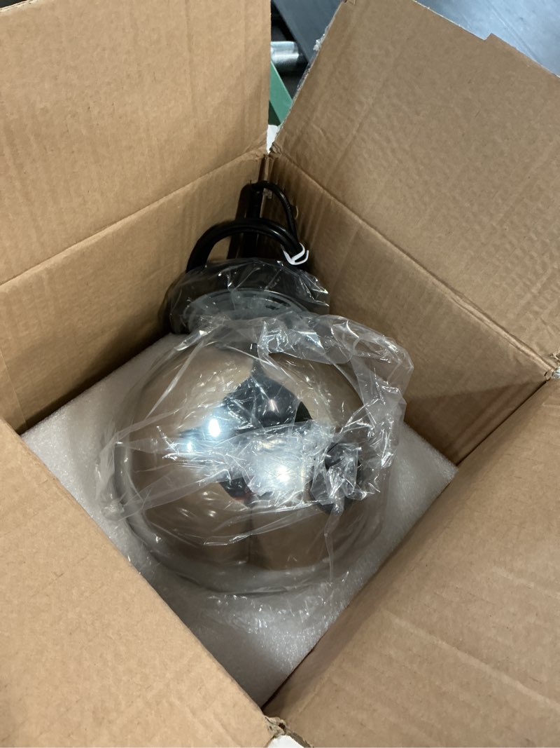 Condition photo showing Good Condition for modern black globe pendant light - glass ceiling light for kitchen, dining room - silver pendant lighting - mid century style -7.9 inch silver grey 7.9inch