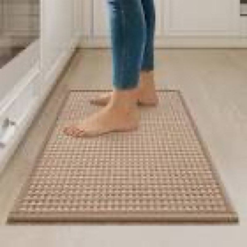 YDKGL Kitchen Mats for Floor, Super Absorbent Kitchen Rugs Non Slip Washable, Soft Imitation Linen B