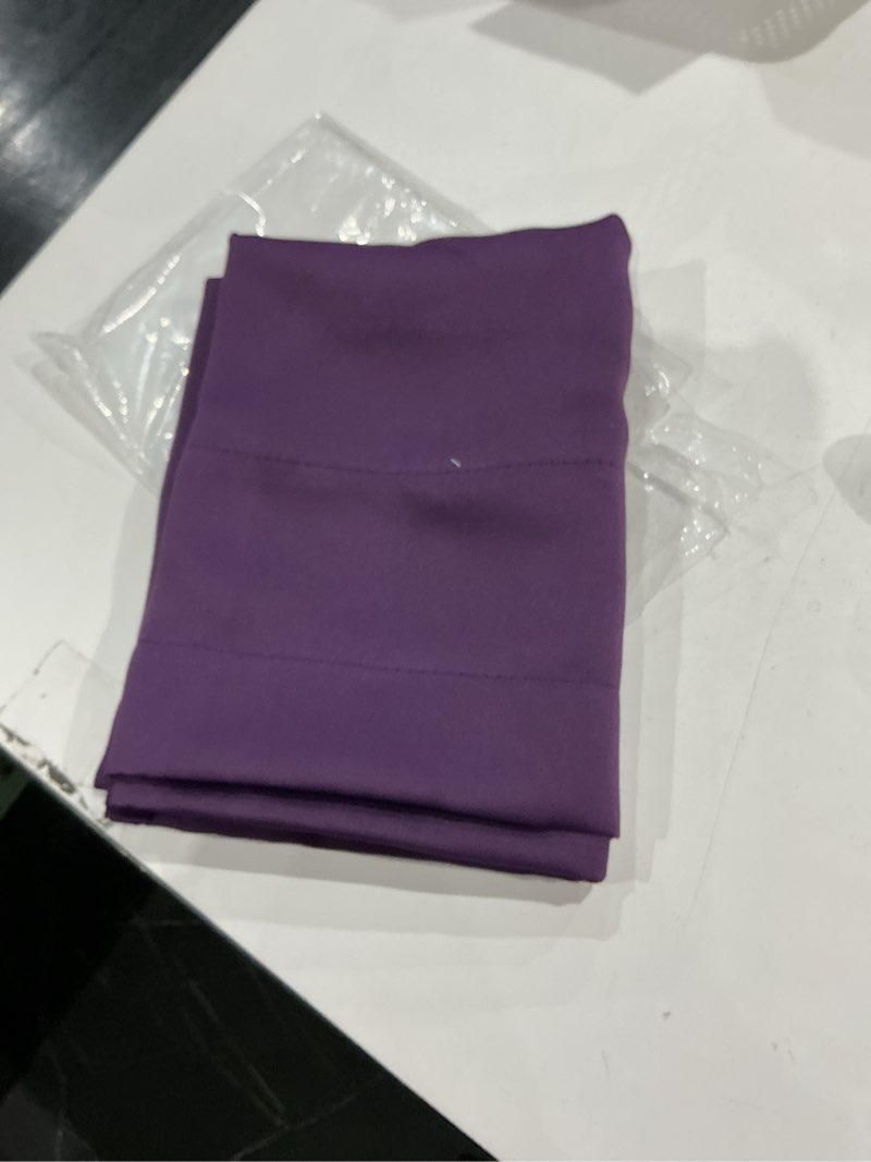 Condition photo showing As Is for 4 panels blackout curtain valances for kitchen living room bathroom bedroom, 42" x 18" purple valances for windows rod pocket short curtains for small window, thermal insulated valance purple 18"w x 42"l (pack of 4)