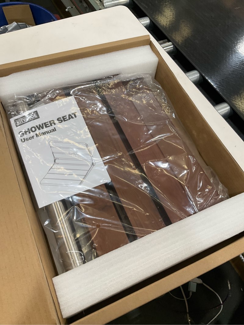 Condition photo showing Good Condition for 18" ADA Compliant Folding Teak Shower Seat Wall Mounted-Teak Folding Shower Bench, Folding Shower Seat for Inside Shower, Teak Foldable Shower Chair, Fold Down Shower Seat, Max Load 400lbs 18.4*13.4*10.4 Inch?Teak?