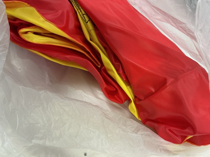 Condition photo showing As Is for QPAU 3-in-1 Inflatable Bounce House for Toddlers 1-3, Ball Pit & Trampoline, Inflatable Bouncy House with Pump, Safety Net, Indoor & Outdoor Bubble Bouncer Baby Play Yard Red & Yellow