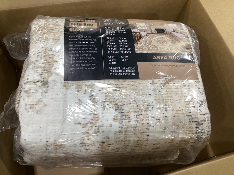 Condition photo showing Good Condition for ( SIMILAR TO STOCK PHOTO) 7x9 Area Rugs for Living Room: Washable Large Neutral Abstract Rug Soft Non Slip Stain Resistant Low Pile Indoor Carpet for Bedroom Dining Room Nursery Office Playroom - Brown Grey 7' x 9' (Rectangular)