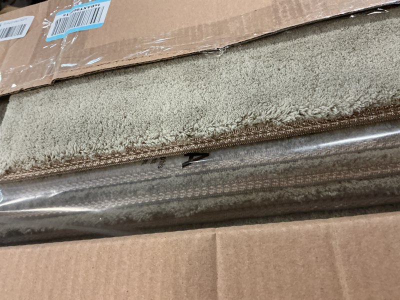 Condition photo showing Good Condition for pure era carpet stair treads ultra plush 9.5" x 30"soft bullnose indoor stair protectors pet-friendly non-slip skid resistant tape free washable reusable(14 pieces, cream gray) cream gray 30 x 9.5 inch 14