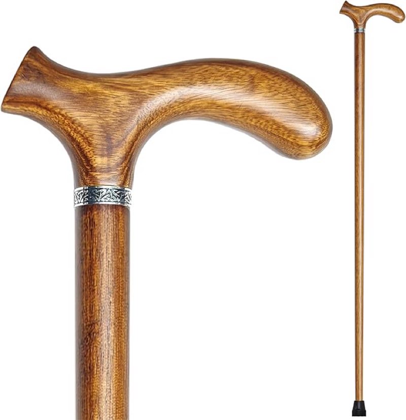 (similar)wooden walking cane with 5 height for men and women, handmade wood cane with comfort grip handle, supportive mobility aid for seniors, fashionable & classic lightweight stick