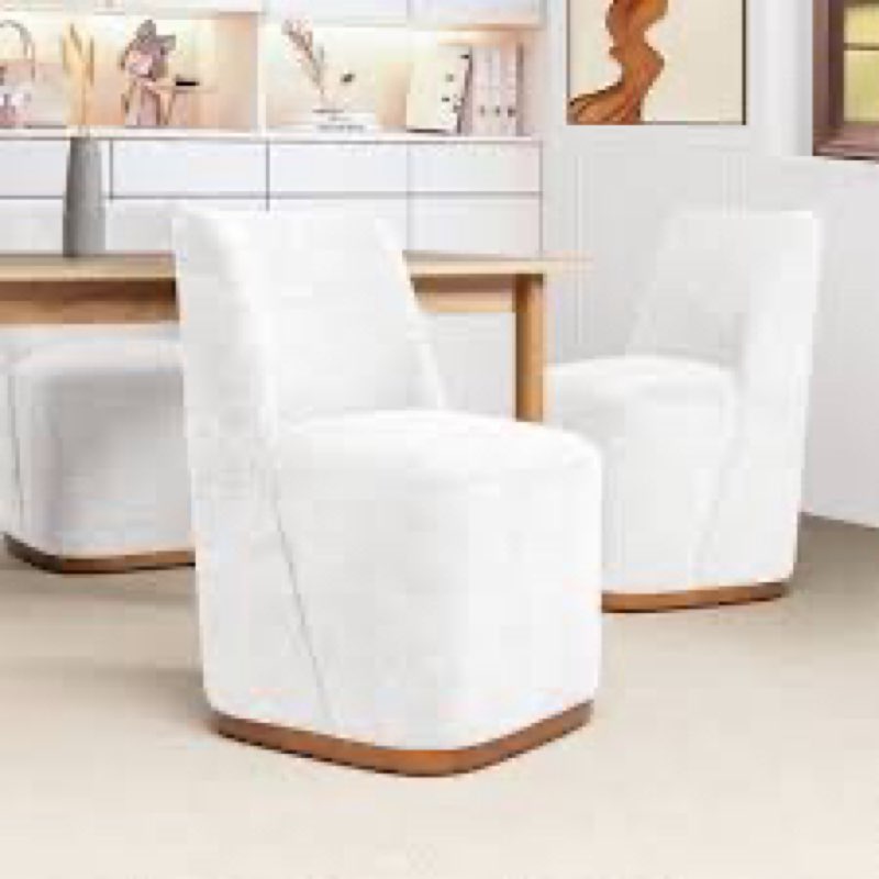 33.5" Dining Chair With Wheels?Set of 2? Upholstery Color: White