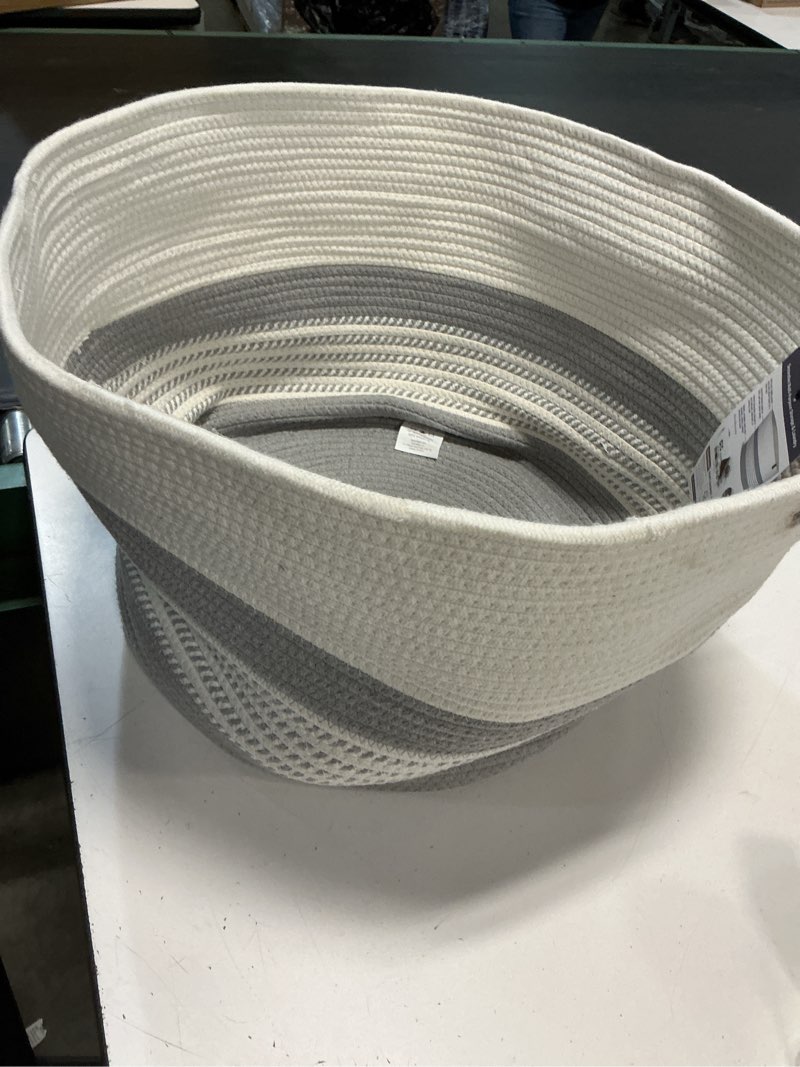 Condition photo showing As Is for clevermade xl rope basket stone gray