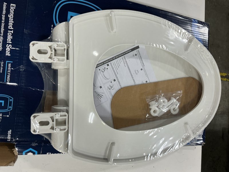Condition photo showing New/Like New for project source plastic white elongated soft close toilet seat