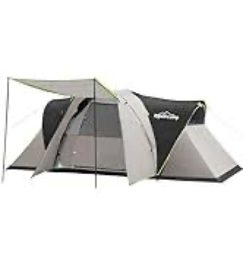 8 Person Larger Extended Dome Camping Tent with 3 Rooms, Waterproof Semi-Freestanding Family Outdoor Tent with Spacious Interior and Mesh Windows