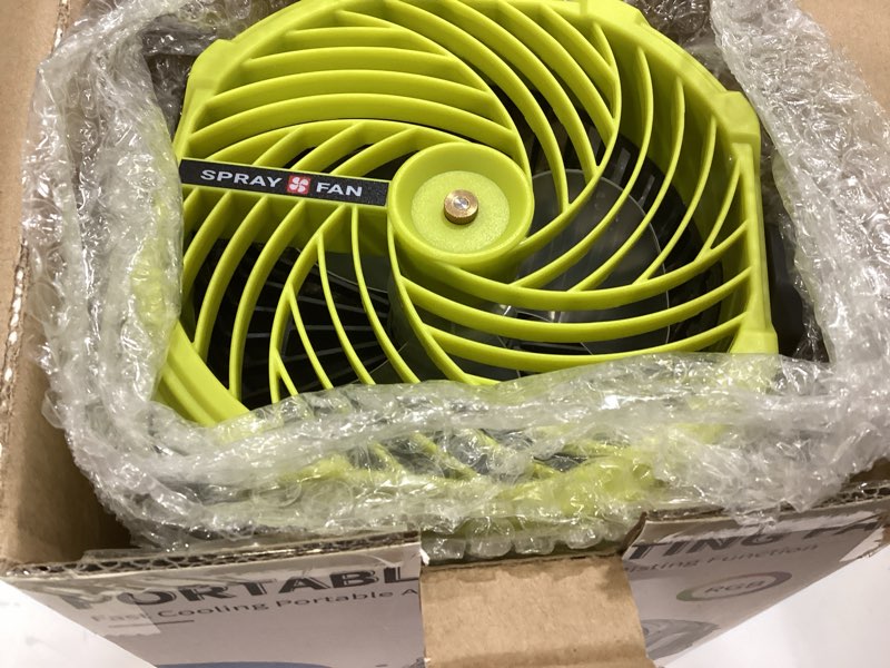 Condition photo showing As Is for portable misting fan with remote & 30000mah rechargeable misting fans for outside patios camping beach & workshops mist fan portable for outdoor/indoor 2l built-in water tank rgb 4 speeds & spray