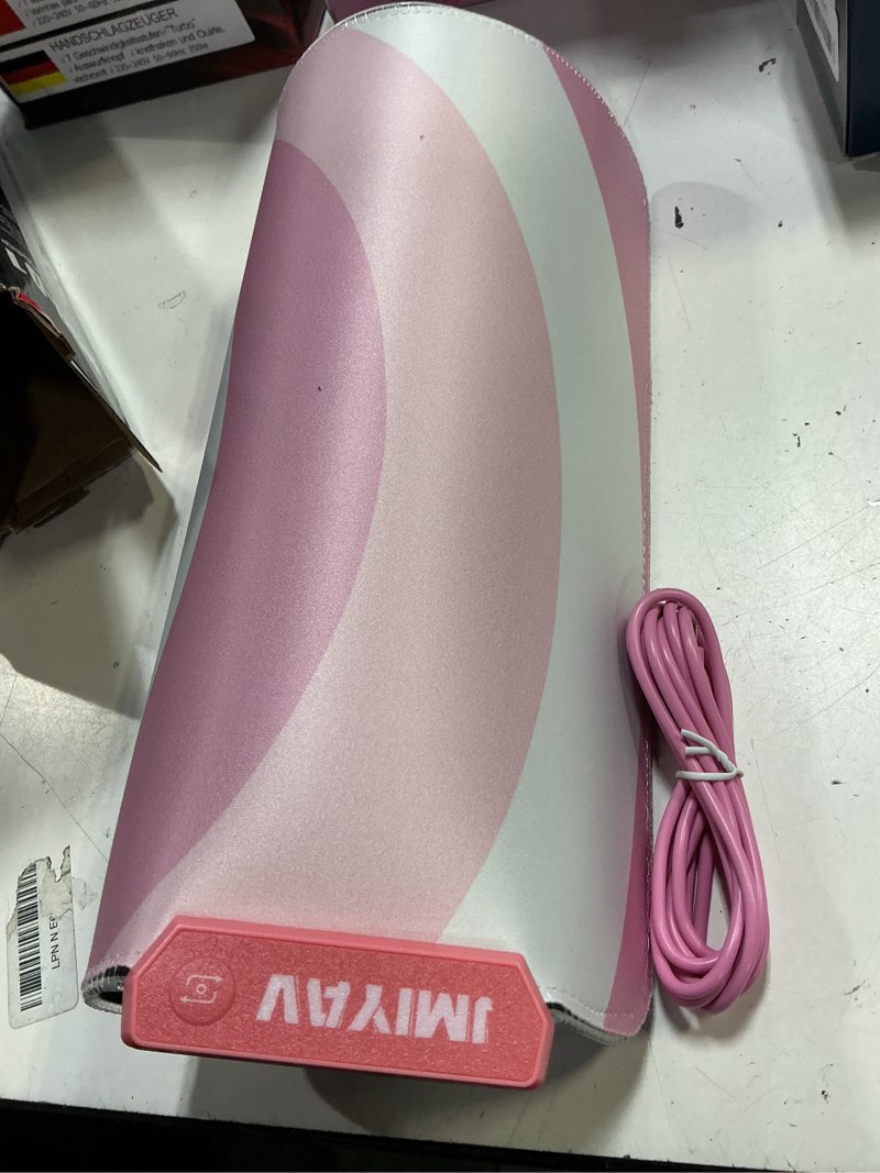 Condition photo showing Good Condition for jmiyav pink love heart rgb gaming mouse pad 31.5x12 inch cute mousepad pc xl large extended glowing led light up desk pad non-slip rubber base computer mat desk accessories gaming setup 31.5" x 12" loving heart