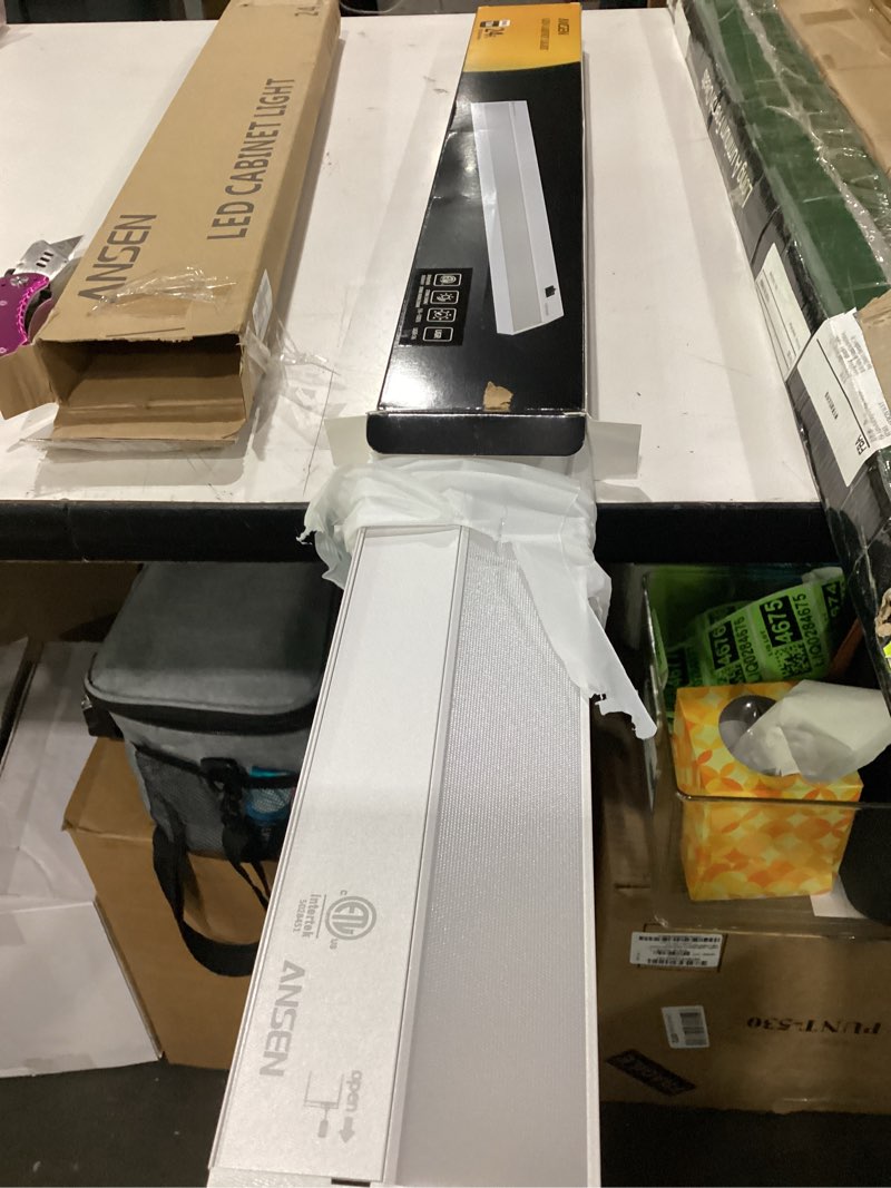 Condition photo showing New/Like New for ansen hardwired under cabinet lighting, 24in 18w led light for kitchen/closet, 1237lm, cri>92, r9>90, 3 color temperature, dimmable, 3000k/4000k/5000k(warm white, cool white, daylight)