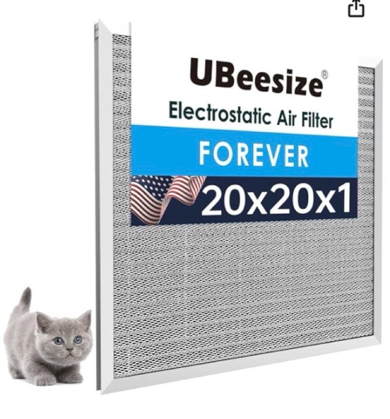 ubeesize 19.75x19.75x0.82 inch reusable air filter - washable, merv 8, permanent, electrostatic - lasts a lifetime - enjoy fresher air in home and office hvac ac furnace systems