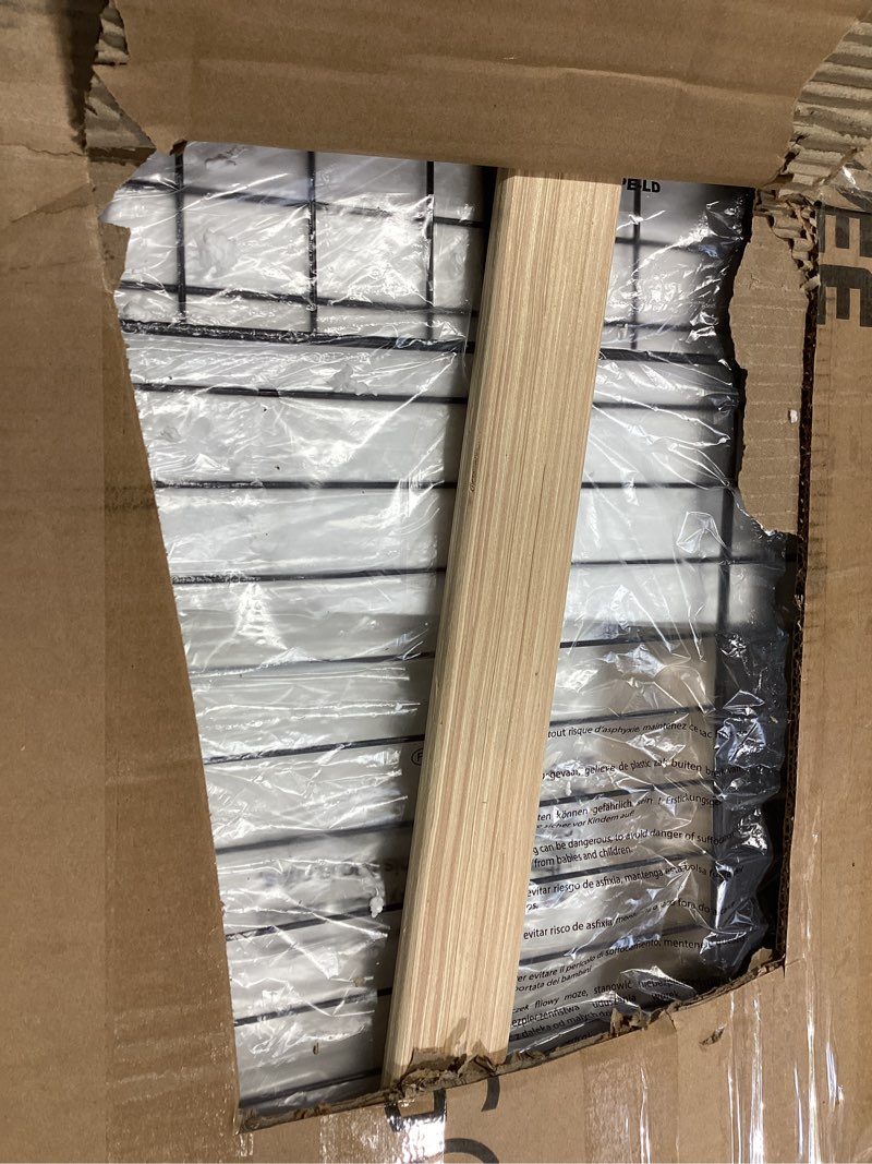 Condition photo showing As Is for garvee led twin xl bed frame with storage headboard, kids bed frame with 2 drawers, boucle upholstered platform bed for girls, chic wavy headboard with bookcase, no box spring needed, white white twin xl