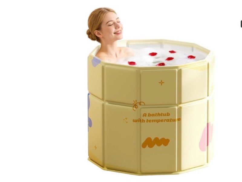 HLCZLUZ Portable Bathtub, Hot Ice Bath Tub Inflation-free, Shower Bathroom SPA Soaking Tub, Collapsi