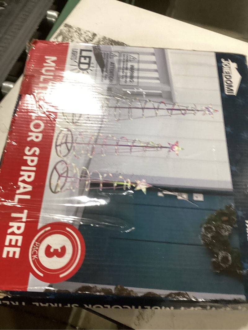 Condition photo showing Good Condition for JOIEDOMI 3 Pack Spiral Christmas Tree Lights, 218 LED Outdoor Lighted Tree with Star Topper & Stakes