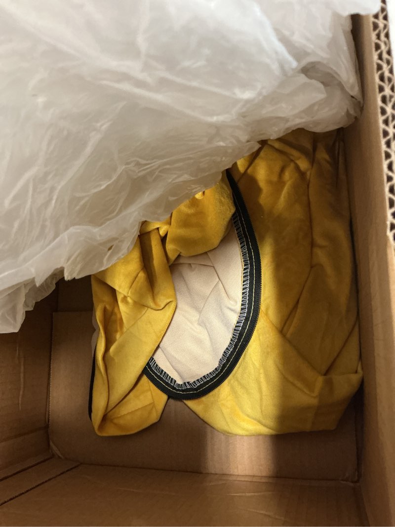 Condition photo showing As Is for homguava 2ft bean bag chair: 2' bean bags with memory foam filled,comfy beanbag chairs round bean bag sofa with dutch velvet cover-2ft-28 x28 x22,yellow mustard 2ft-28"x28"x22" 1