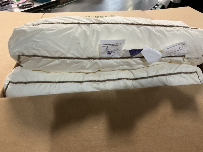 Condition photo showing As Is for your moon natural wool pillow queen size, soft support bed pillows for sleeping, australian wool filling with 100% cotton cover, down alternative pillows (off white) off white queen (pack of 1)