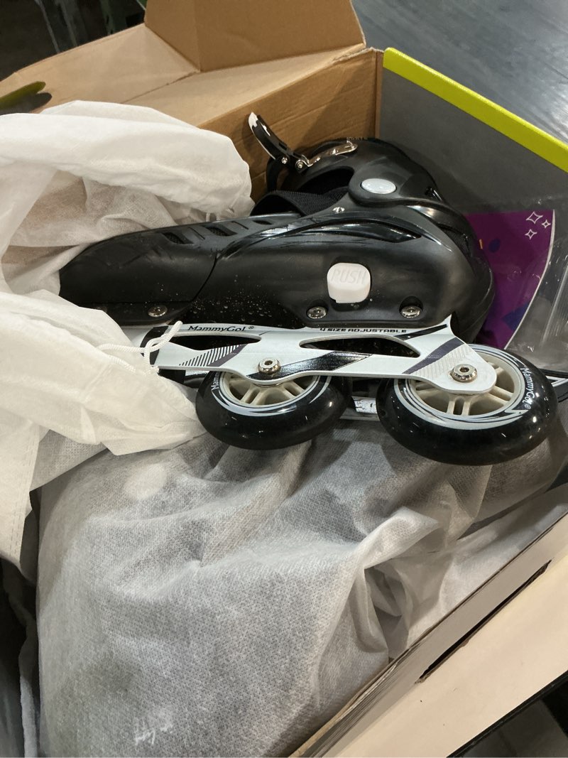 Condition photo showing As Is for mammygol adults adjustable inline skates, safe and durable roller skates with giant wheels, high performance professional skates for men women youth black xx-large - adult (9-11.5 men/10-12.5 women)