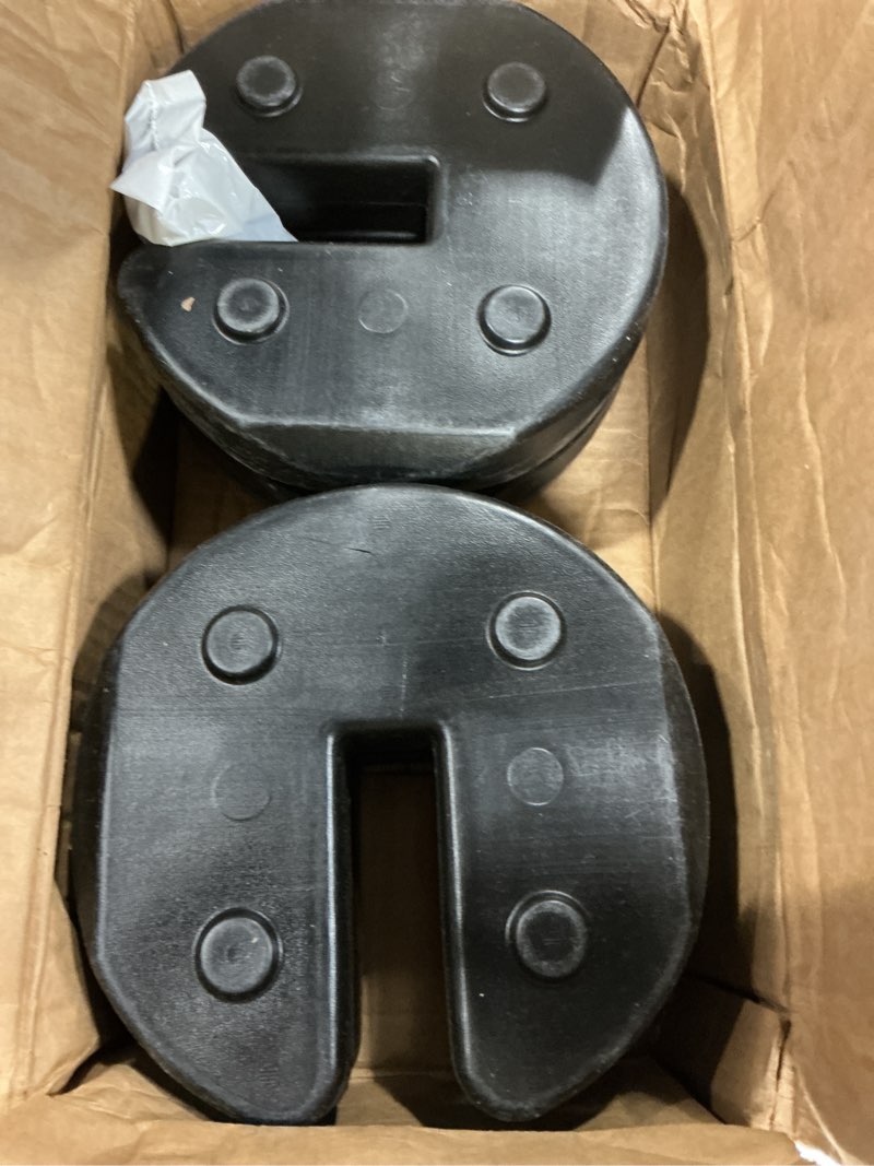 Condition photo showing Good Condition for us weight 40 pound canopy weight set of 4 and carry strap with no-pinch design - easy installation and removal to secure tents, canopies, and umbrellas at outdoor events 40lb
