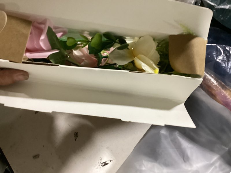 Condition photo showing As Is for tinge time rose artificial flowers combo, pink yellow fake foam peony dahlia with stems for diy wedding bouquets baby shower party table centerpieces home decorations