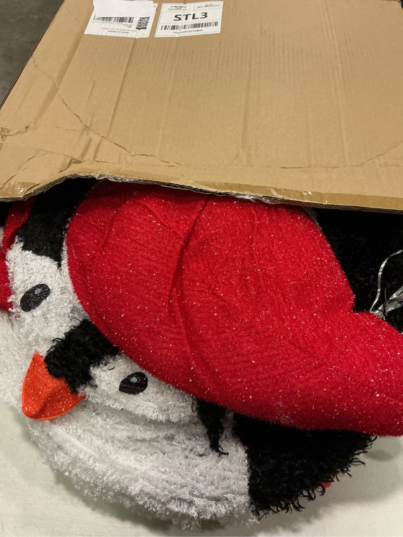 Condition photo showing Good Condition for 2 pcs lighted penguin christmas decorations outdoor, 3ft & 2ft pop up collapsible holiday yard decor with 150 led lights, santa hats, weather-resistant christmas lawn display