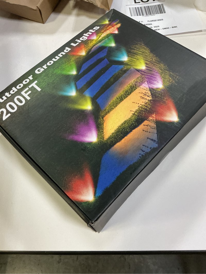 Condition photo showing New/Like New for RGB Outdoor Ground Lights, 200Ft Color Changing Pathway Lights with Remote & App Control, Waterproof Walkway Lighting, Wired for Garden Yard Lawn Patio Best for Holiday Party