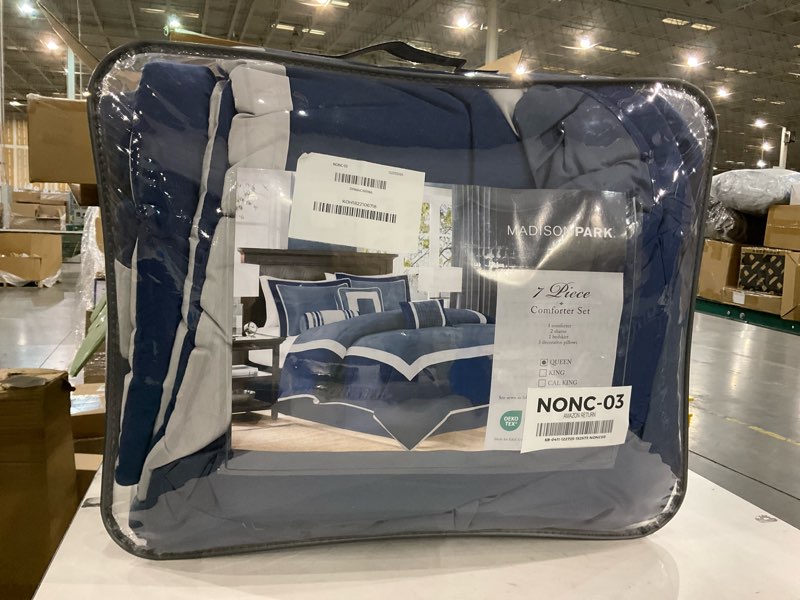 Comforter Set, 7 Peice, Blue, Queen