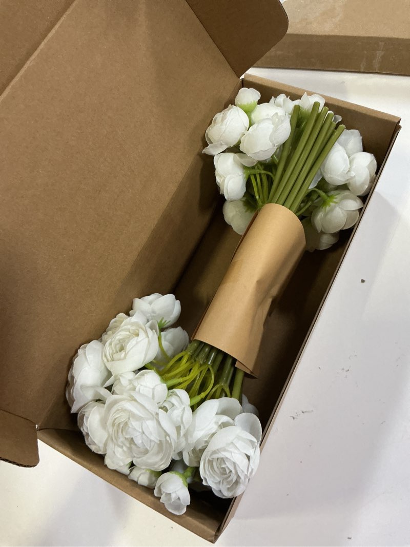 Condition photo showing New/Like New for ling's moment ranunculus artificial flower, faux silk mini ranunculus flowers for diy bouquet, bulk 