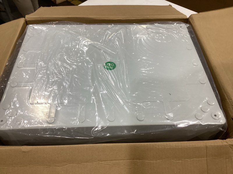Condition photo showing New/Like New for joinfworld electrical box weatherproof plastic junction box 15.7x11.8x7.1 outdoor wifi nema 4 enclosure clear cover for electric connection exterior project | abs electrical box with din rail, stainless latches, cable glands for outdoor wifi, circuit breaker,solar system 15.7"x11.8"x7.1" clear