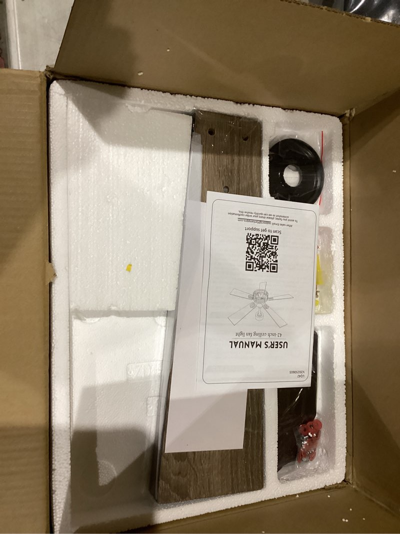 Condition photo showing New/Like New for Fanbulous 1 Pack Farmhouse 42 Inch Ceiling Fans with Lights, Industrial Caged Ceiling Fans for Bedroom Living Room, Double-Sided 5 Blades Rustic Ceiling Fan-Oil Bronze 42 INCH Oil Bronze 1